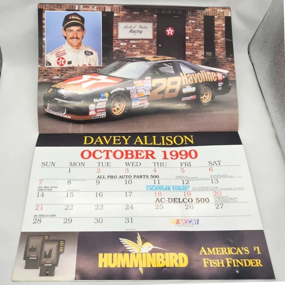 1990 Winston Cup NASCAR Driver Calendar Harry Gant Ken Schrader Geoff Bodine VTG